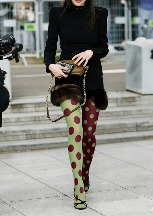 Green-Red Dots Tights Hosiery Pantyhose