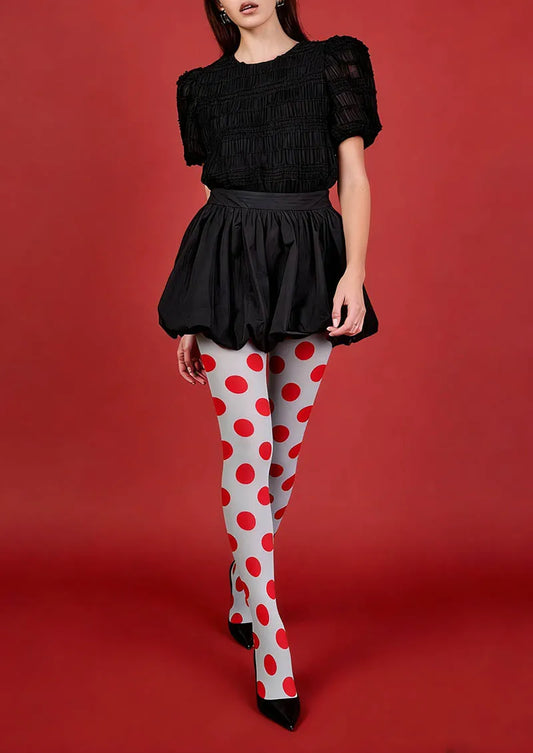 Grey-Red Dots Tights Hosiery Pantyhose