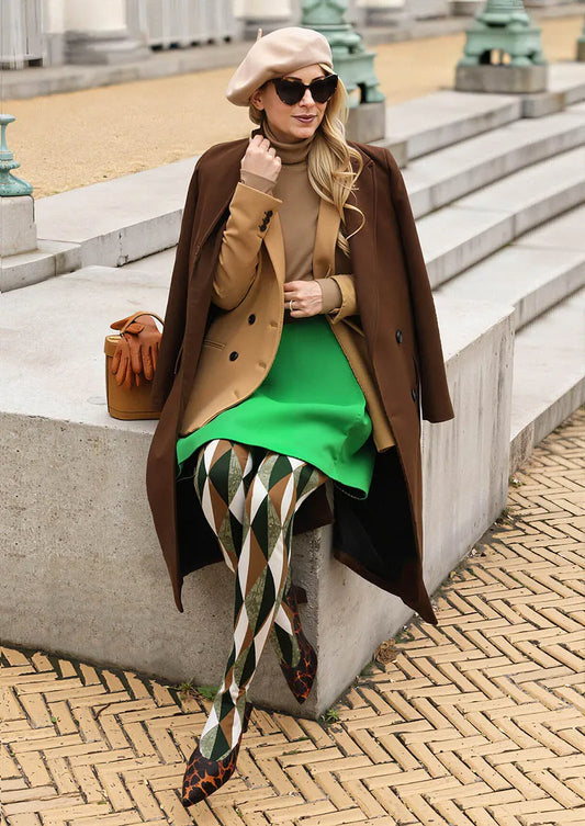 Olive Harlequin Patterned Tights Hosiery Pantyhose