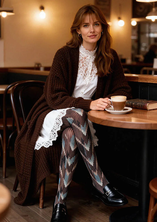 Black Smoke Stripes Tights Hosiery Pantyhose