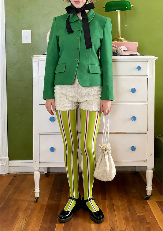 Lime Stripes Tights Hosiery Pantyhose
