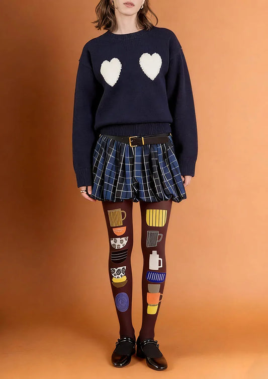 Fun Art Coffee Cup Fun Tights Hosiery Pantyhose