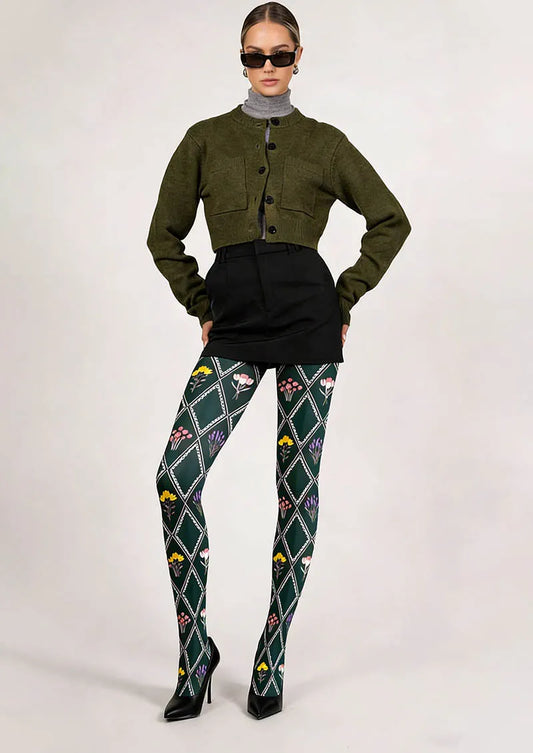 Floral pattern Shadow Garden Tights Hosiery Pantyhose