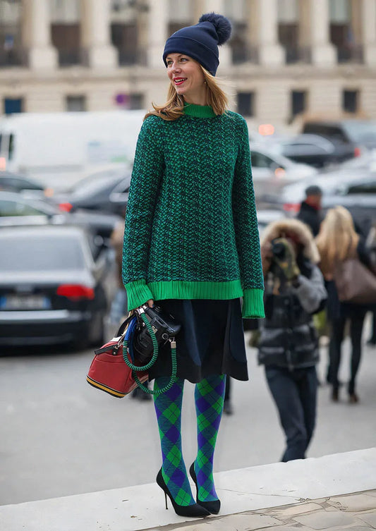 Teal Check Tights Hosiery Pantyhose