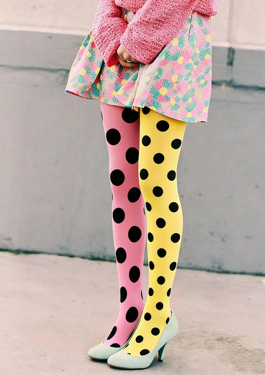 Pink-Yellow Dots Tights Hosiery Pantyhose