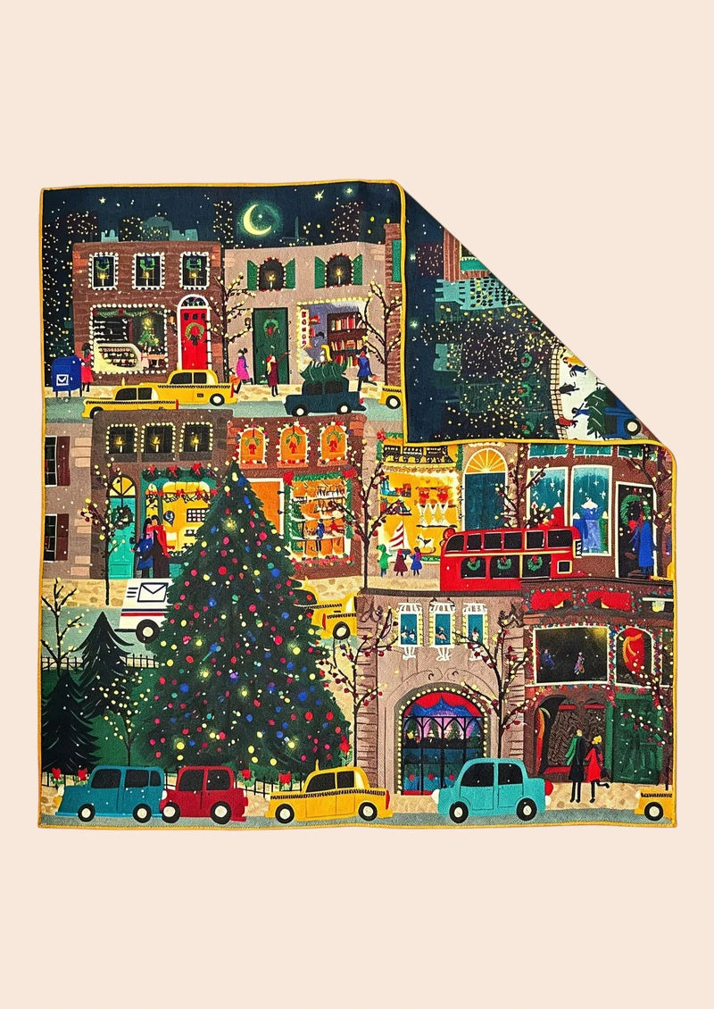 Christmas City Lights Wool & Silk Square Scarf
