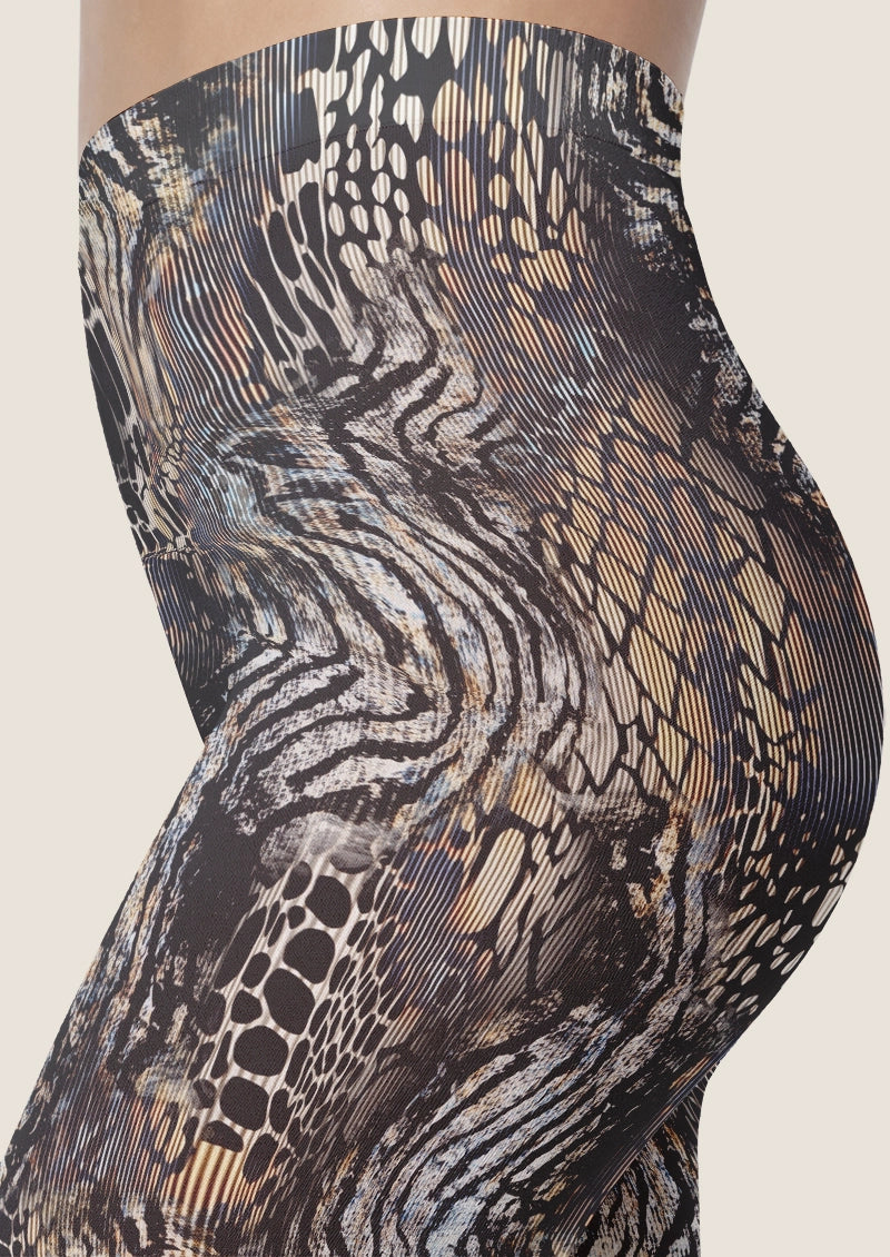 Black Mixed Animal Print Footless Tights