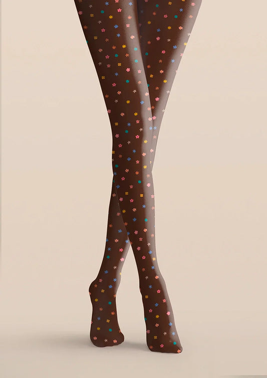 Brownish Dainty florals Tights Hosiery Pantyhose