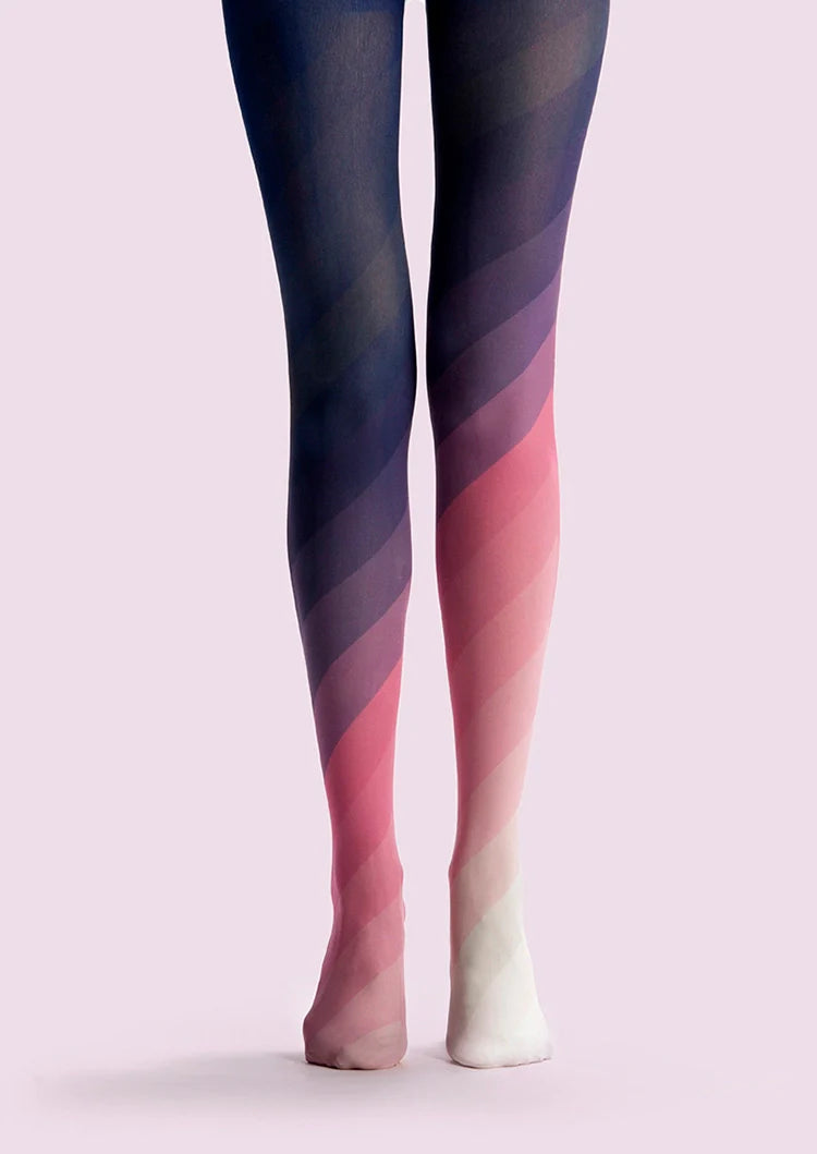 PopArt Print Tights Reverie Stripe gradient Pantyhose/Tights [Gradient Pink Black]