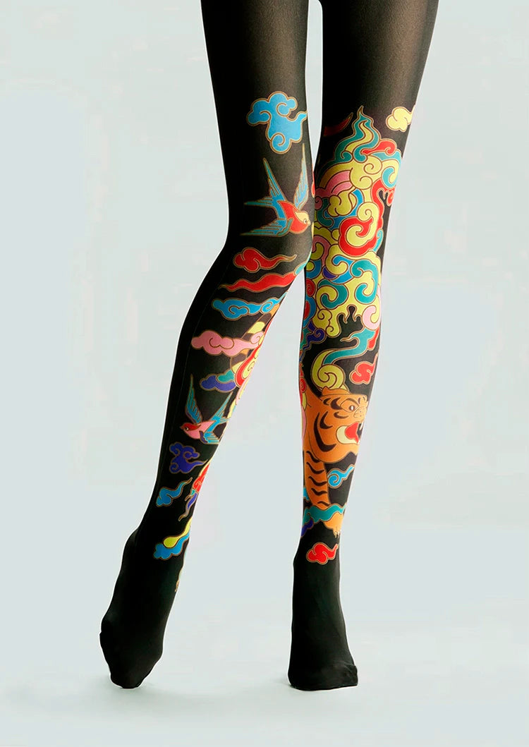 Tiger Totem Patterned Tights Hosiery Pantyhose