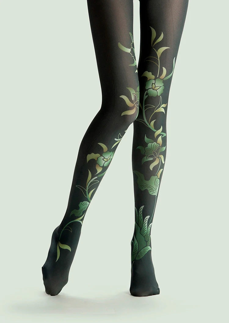 Forest Print Tights Hosiery Pantyhose