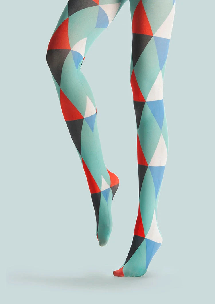 PopArt Print Tights Color block Pantyhose/Tights [Diamond grid]