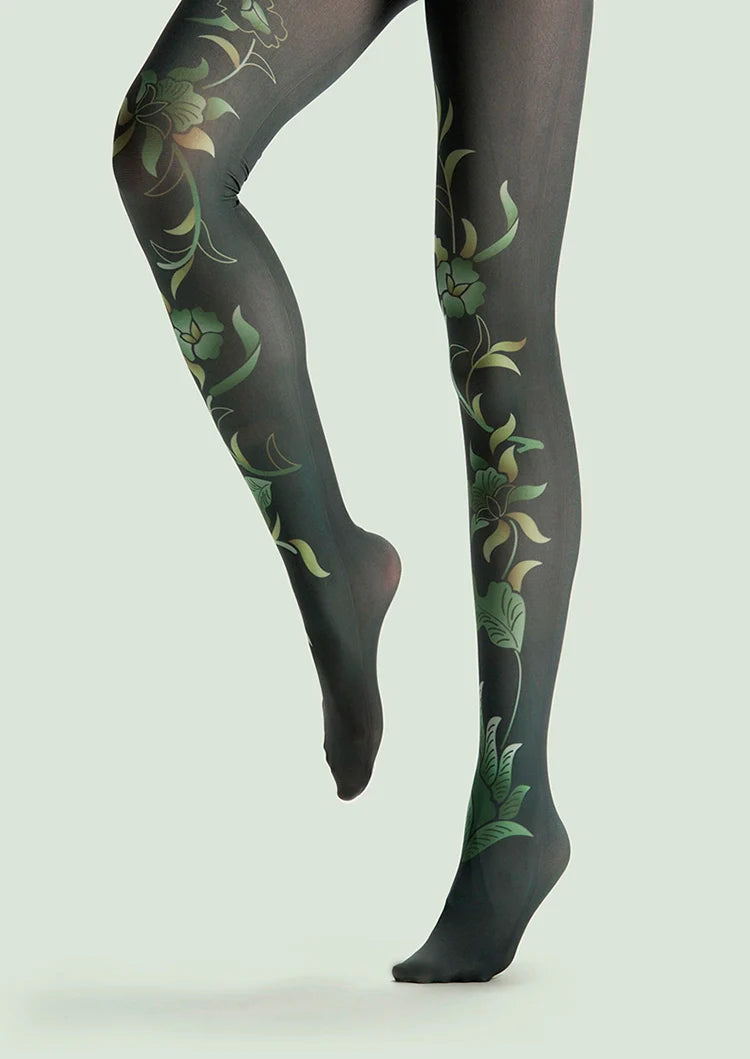 Forest Print Tights Hosiery Pantyhose