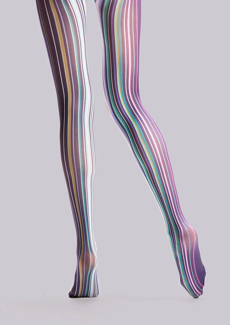 Art Print Tights Colored stripes Pantyhose/Tights [Colorful lines]