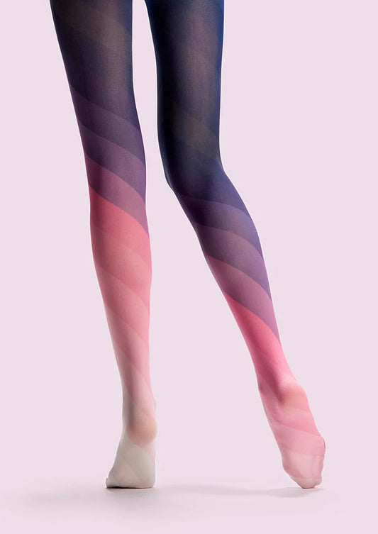 PopArt Print Tights Reverie Stripe gradient Pantyhose/Tights [Gradient Pink Black]