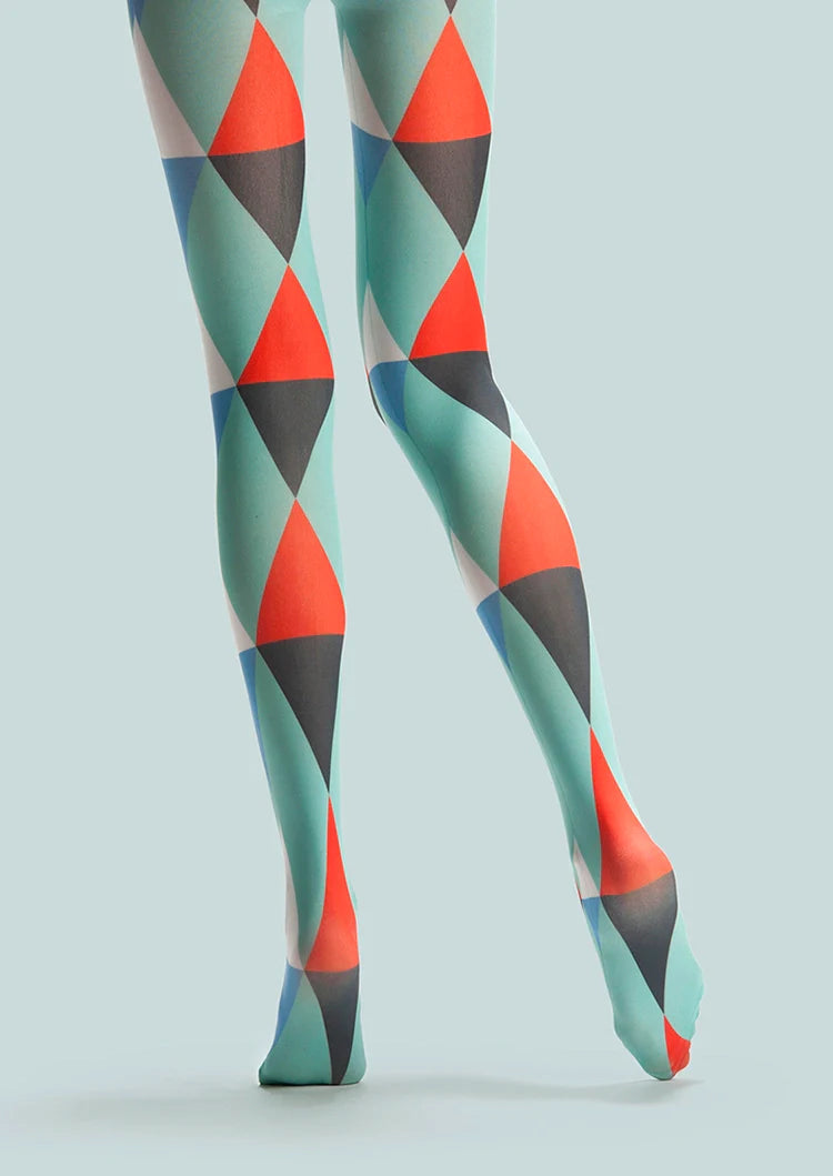 PopArt Print Tights Color block Pantyhose/Tights [Diamond grid]