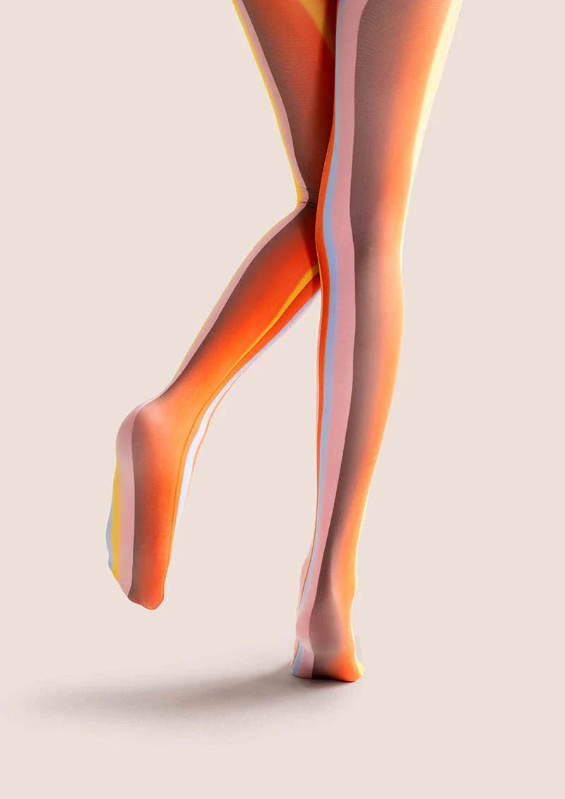 Pop Art Print Tights Colorful Pantyhose/Tights [Orange-Amber Stripes]