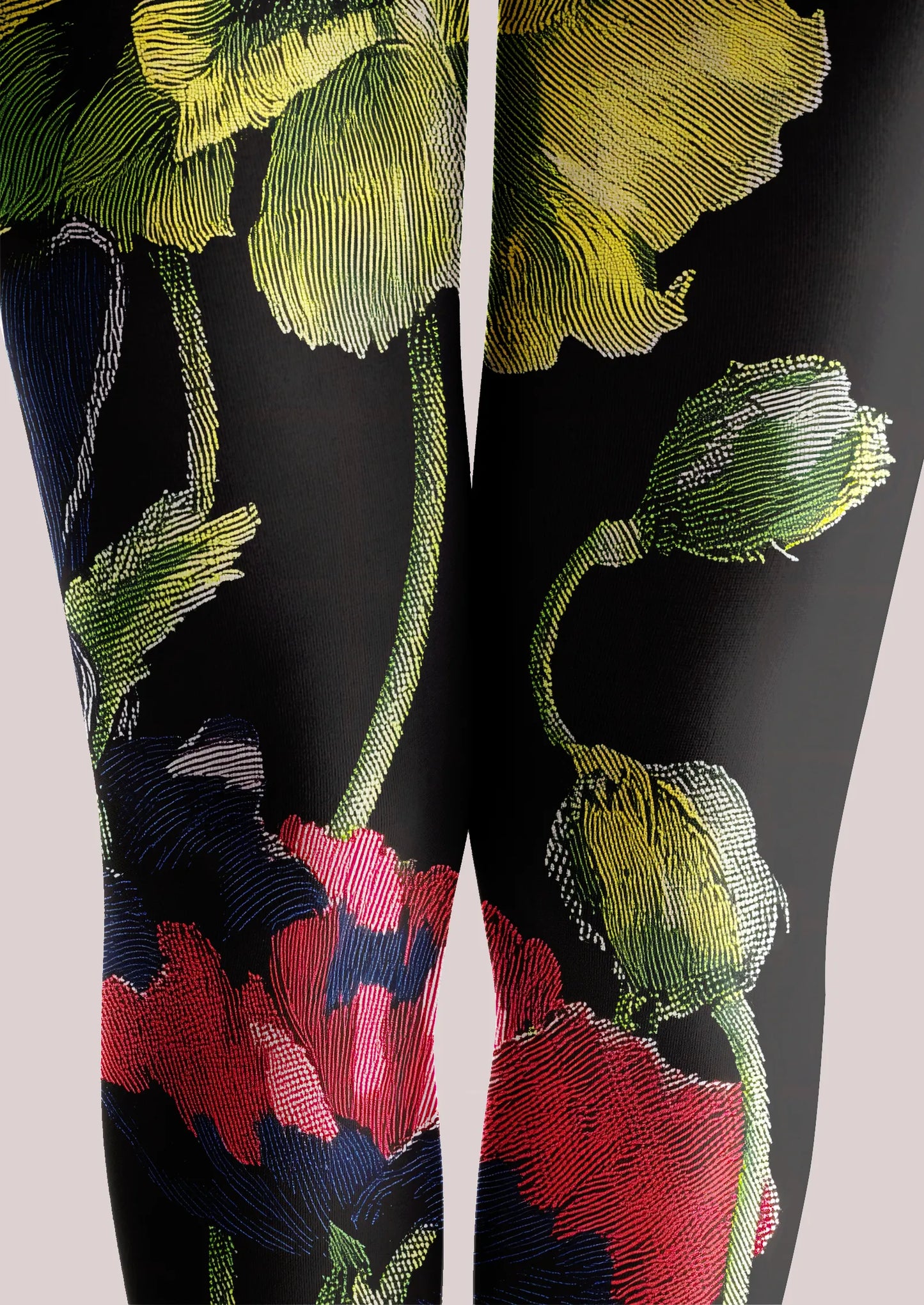 Midnight Flora Print Tights Hosiery Pantyhose