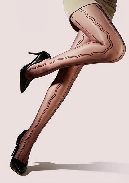 Radio wave lace jacquard Tights Hosiery Pantyhose