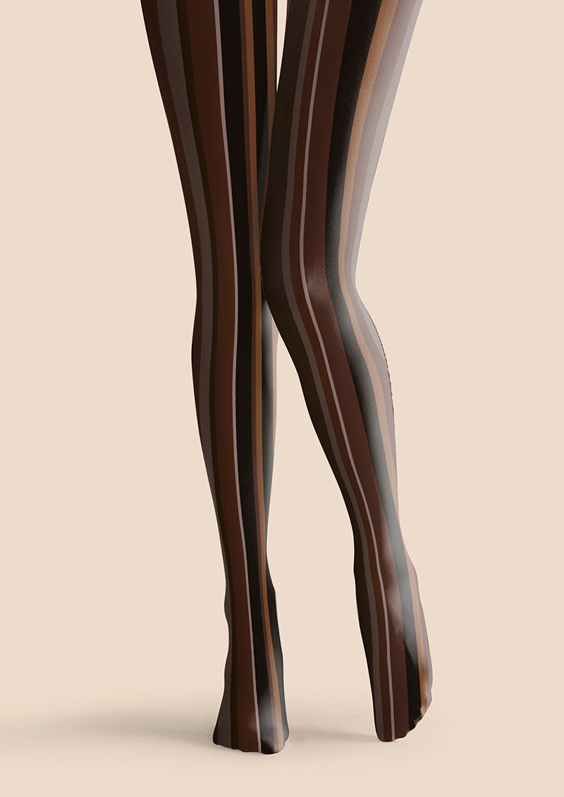 Dark Brown Vintage Stripes Tights Hosiery Pantyhose