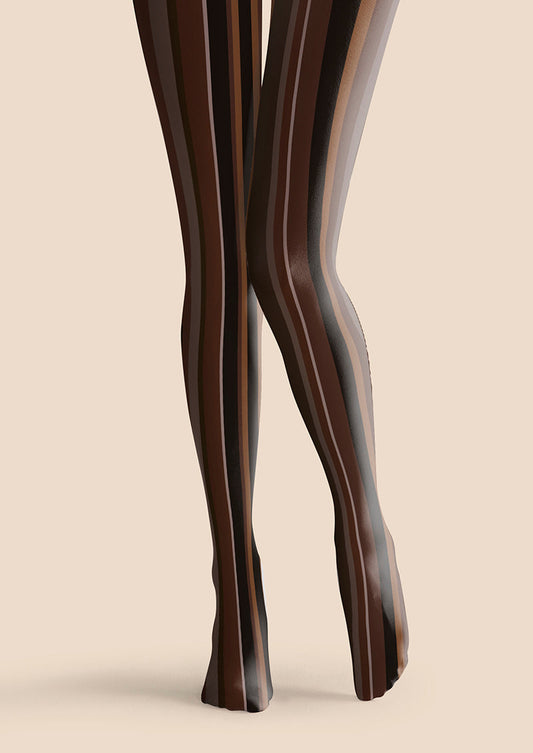 Dark Brown Vintage Stripes Tights Hosiery Pantyhose