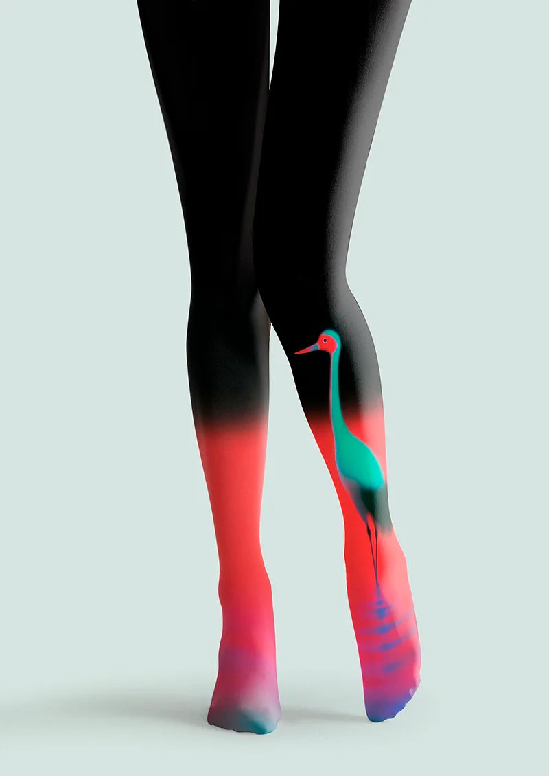 Iridescent Crane Trails Tights Hosiery Pantyhose