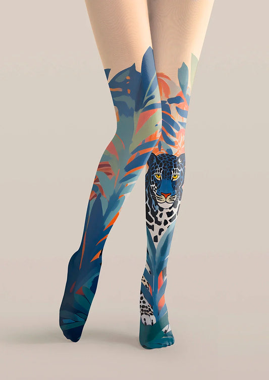 Art Print Tights Personality Pantyhose/Tights [Blue Leopard]