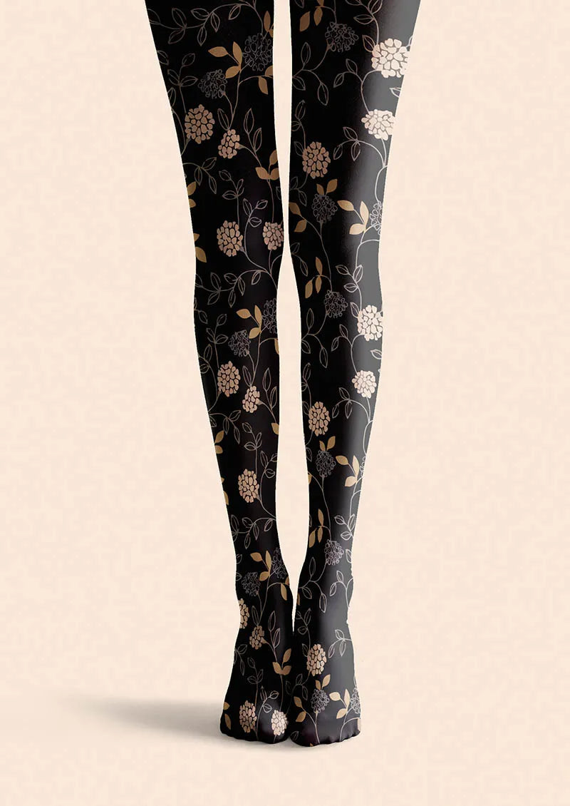 Noir Blossom Tights Hosiery Pantyhose