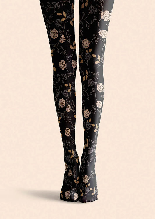 Noir Blossom Tights Hosiery Pantyhose