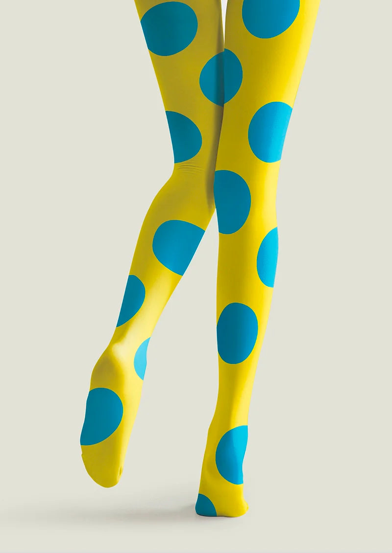 Yellow Blue Polka Dots Tights Tights Hosiery Pantyhose