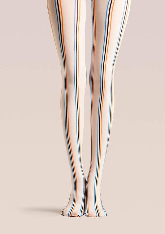 Beige Striped College Tights Hosiery Pantyhose