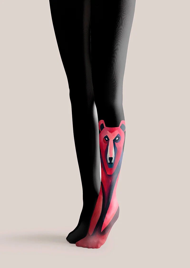 Peach Pink Bear Tights Hosiery Pantyhose