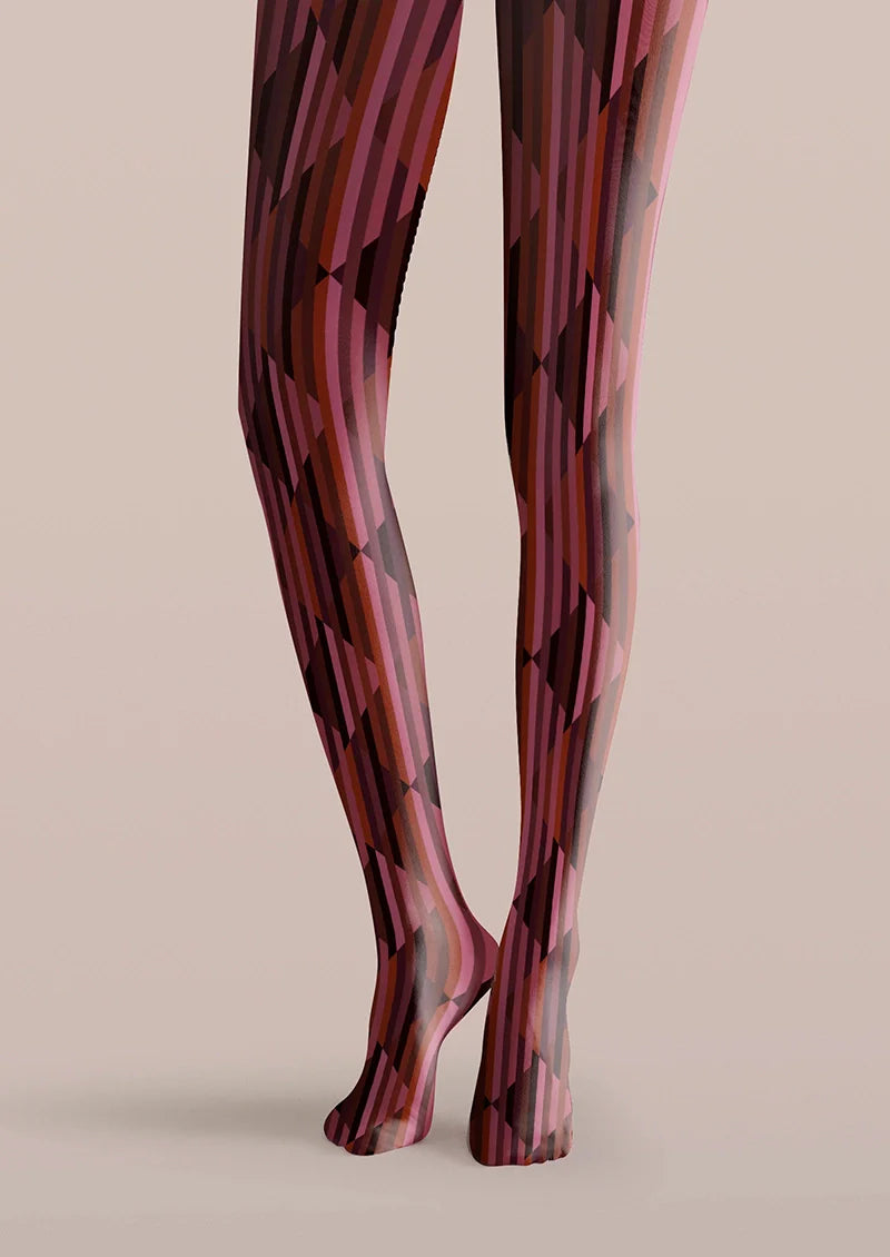 Burgundy check Tights Hosiery Pantyhose