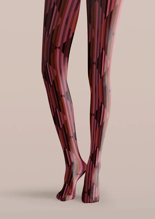 Burgundy check Tights Hosiery Pantyhose