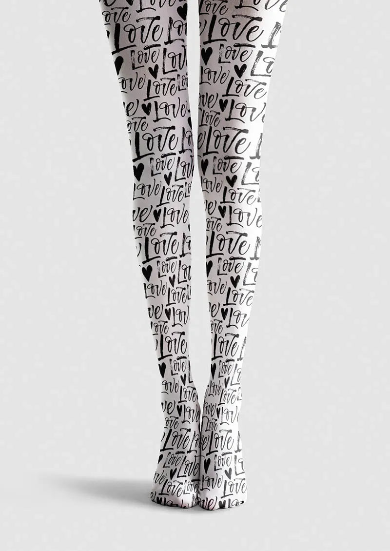 Valentine's Day Love Notes Tights Hosiery Pantyhose