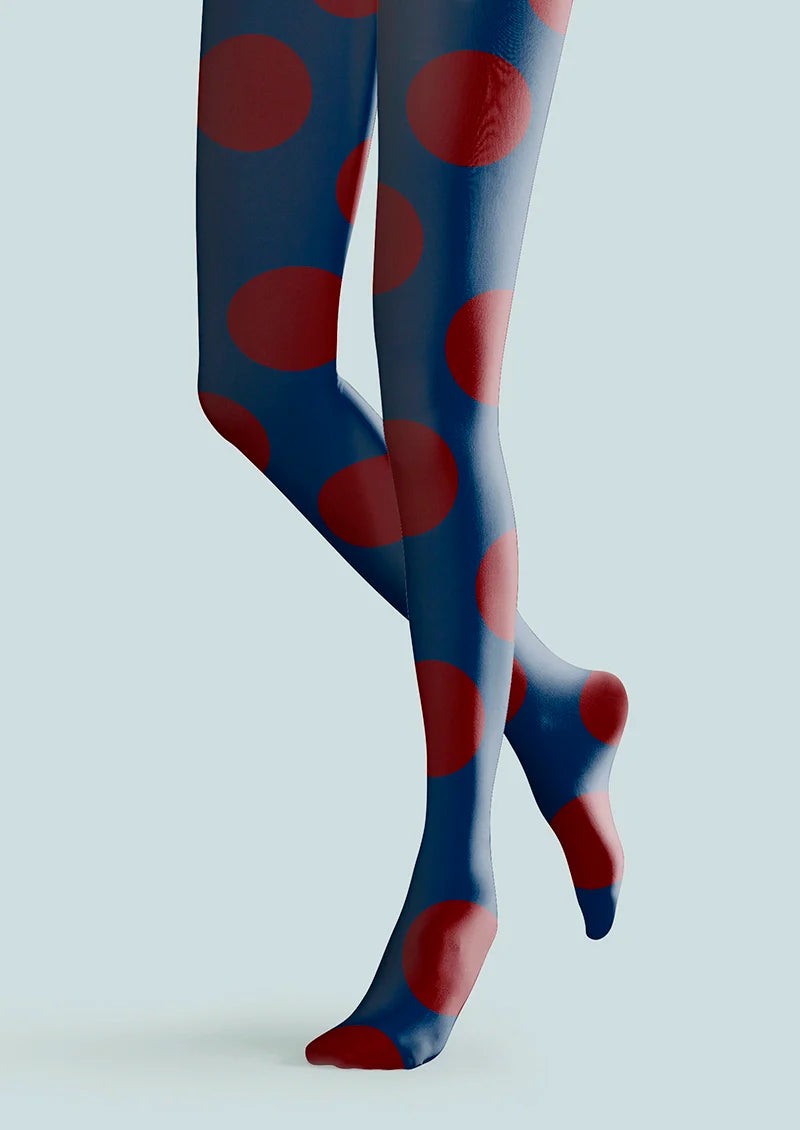 Navy blue-deep red Morandi  polka dots Memory Tights Hosiery Pantyhose