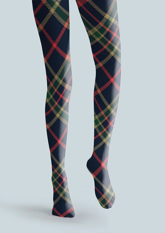 Blue-green-red Striped Check Tights Hosiery Pantyhose