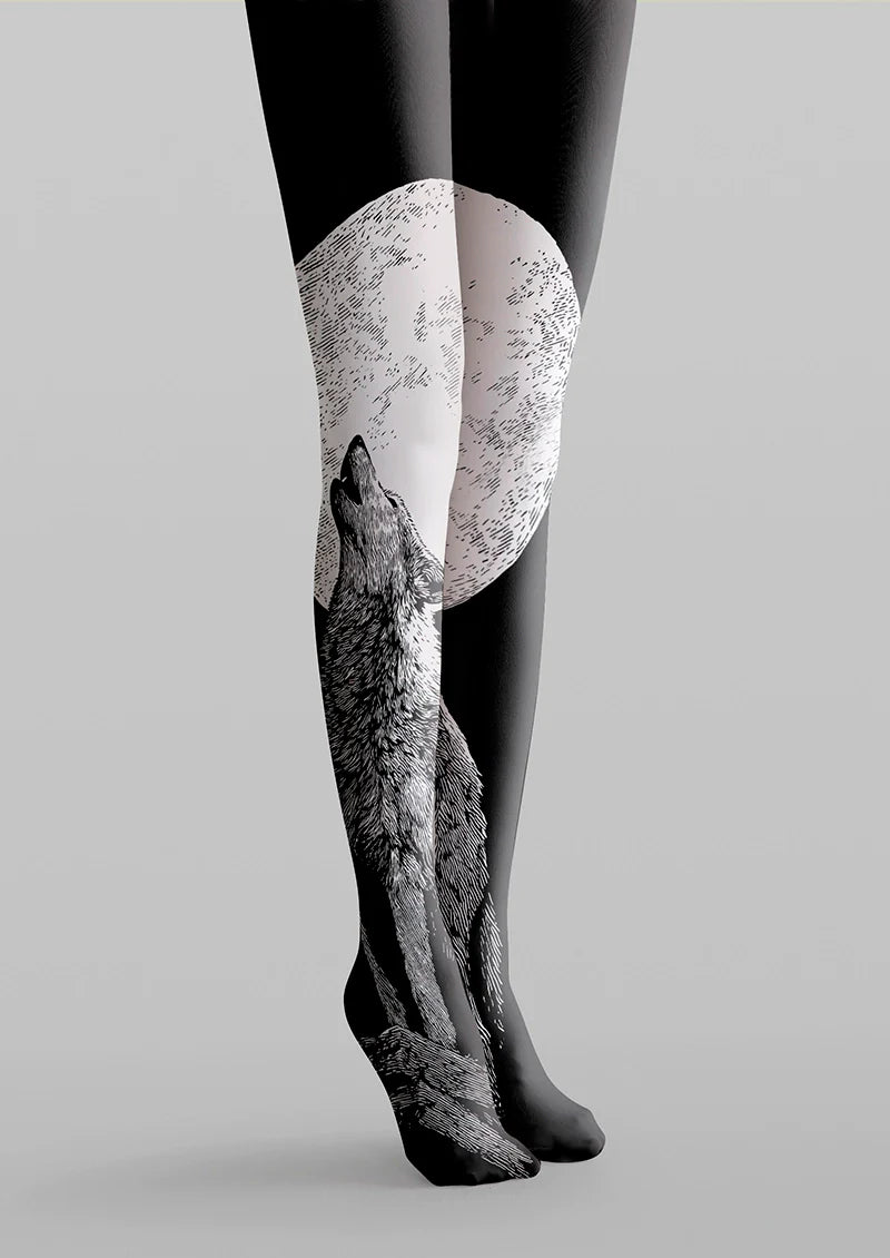 Wolf Line engraving Tights Hosiery Pantyhose