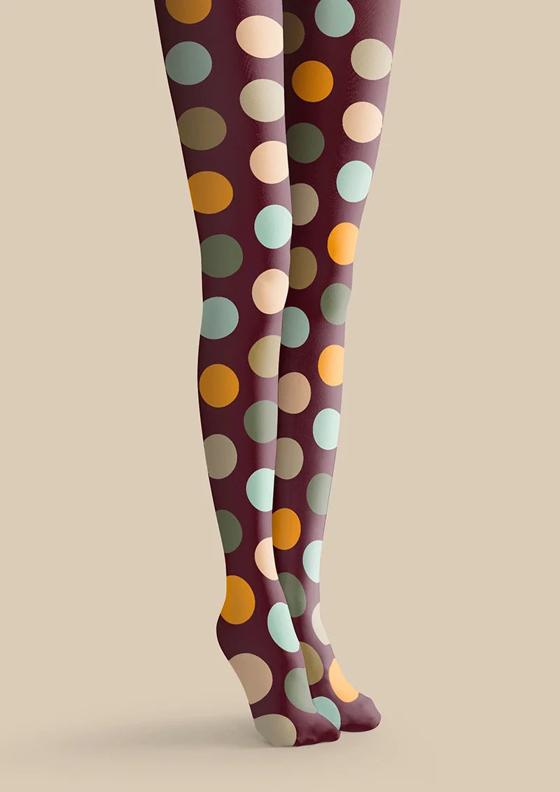 Brown-colorful Polka Dots Memory Tights Hosiery Pantyhose