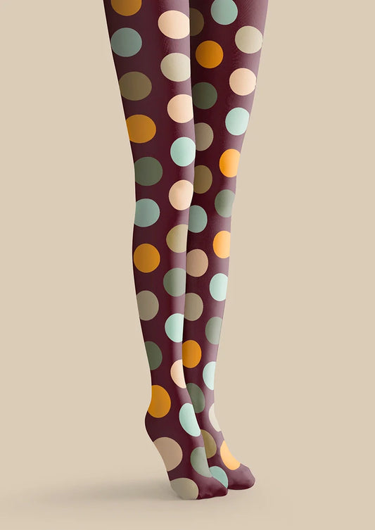 Brown-colorful Polka Dots Memory Tights Hosiery Pantyhose