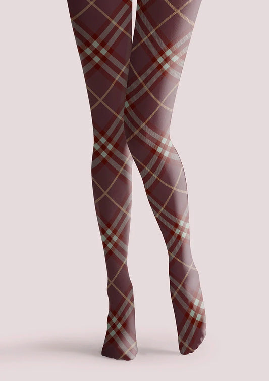 Dark Purple Maillard Check Tights Hosiery Pantyhose