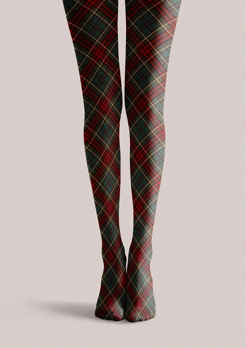 Christmas  Holiday Plaid Story Tights Hosiery Pantyhose