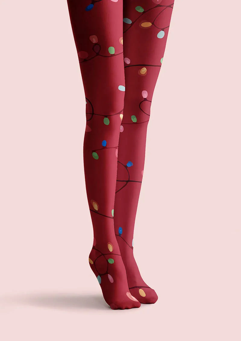 Christmas Fun Art Crimson Gift Tights Hosiery Pantyhose