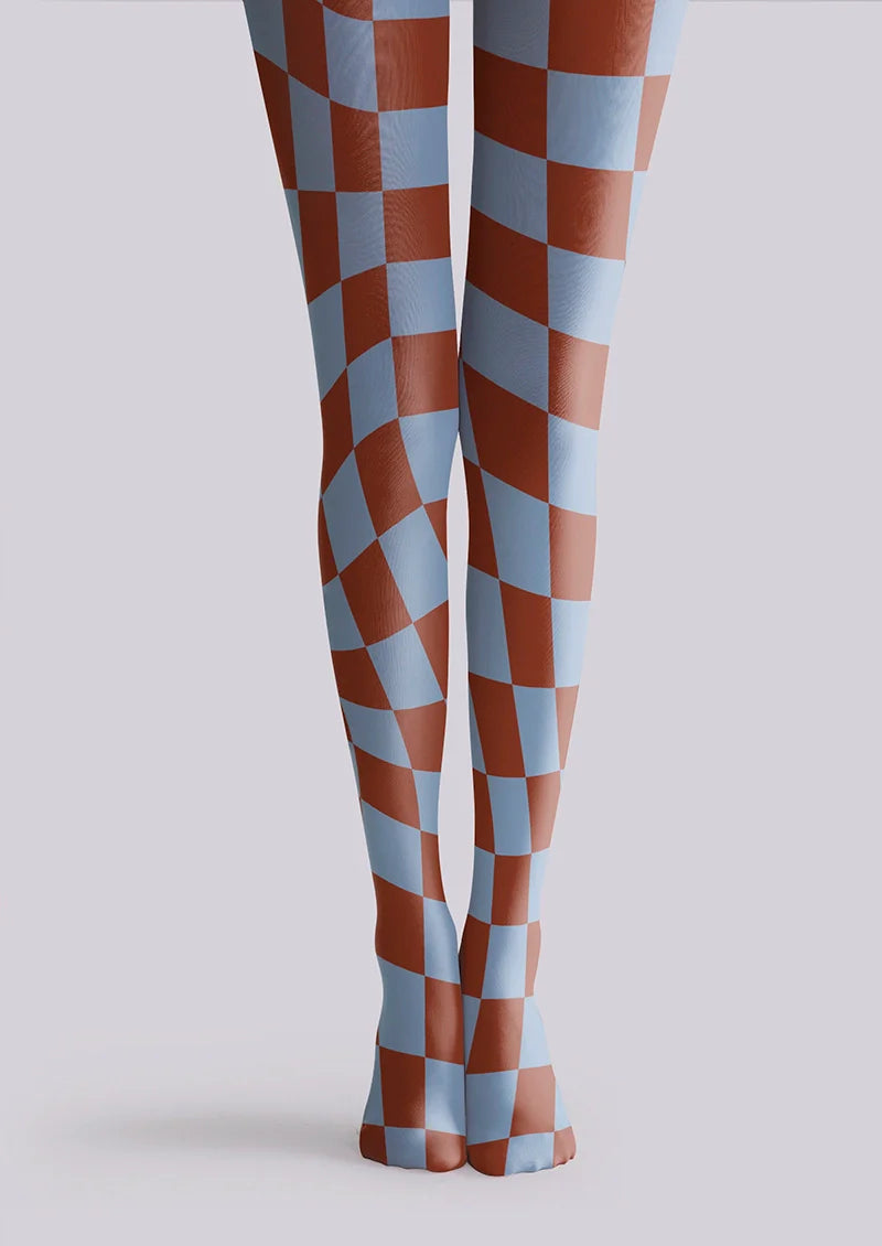 Purple-brown Checked Tights Hosiery Pantyhose