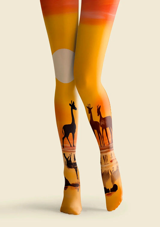 Giraffes at Sunset Tights Hosiery Pantyhose