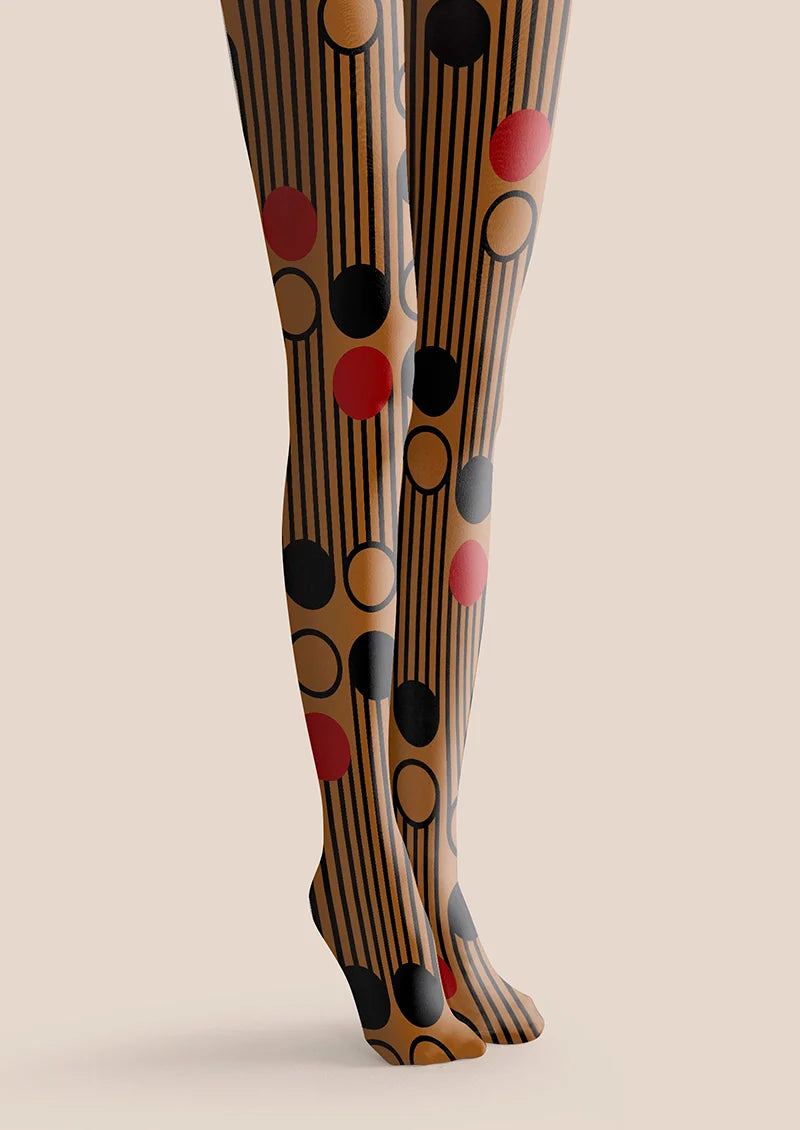 Rhythm Wave Maillard Print Tights Hosiery Pantyhose