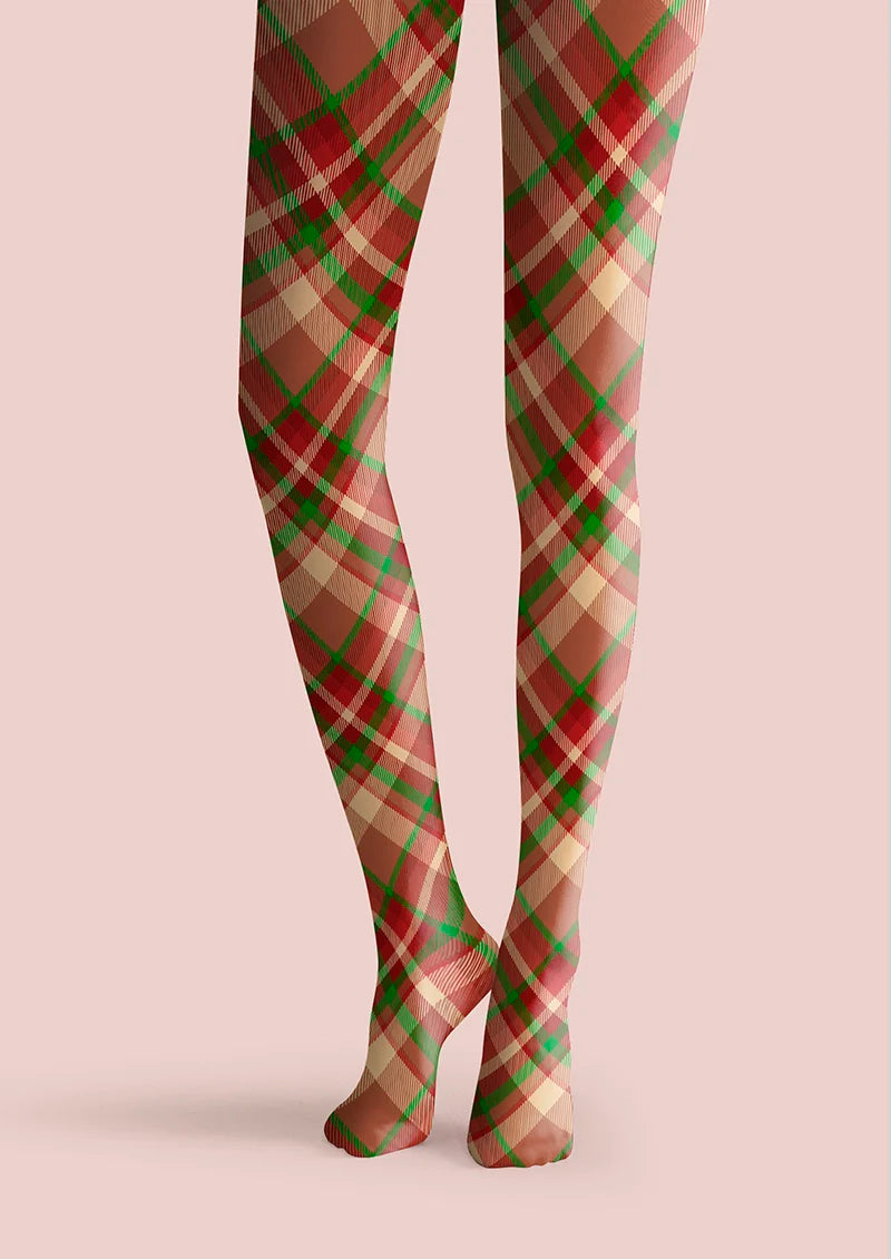 Christmas red-green stripes Checked Tights Hosiery Pantyhose