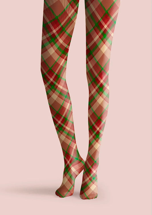 Christmas red-green stripes Checked Tights Hosiery Pantyhose