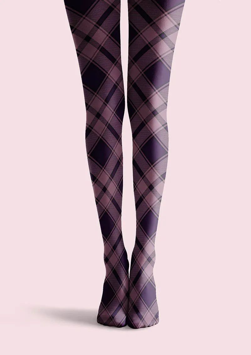 Lavender Plaid Tights Hosiery Pantyhose