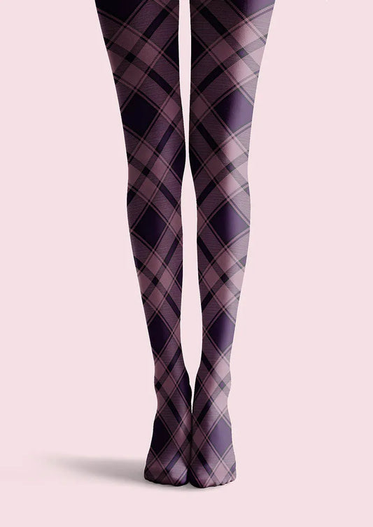 Lavender Plaid Tights Hosiery Pantyhose